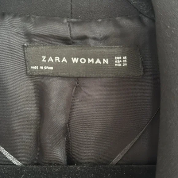 Zara Ruched Sleeve Classic Black Blazer, XS - Picture 3 of 4